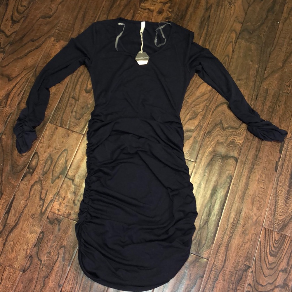 Ruched 3/4 Sleeve Long Maternity Dress